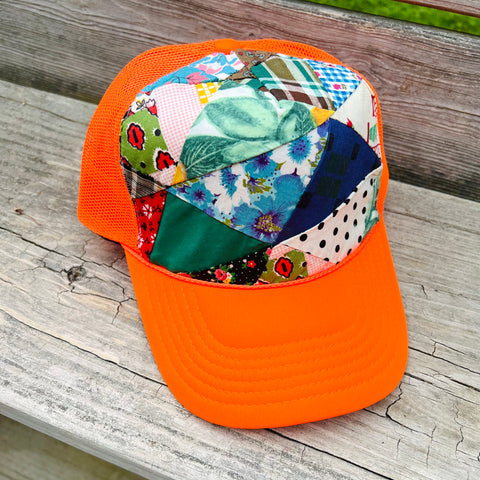 Neon Orange Quilty Trucker Hat
