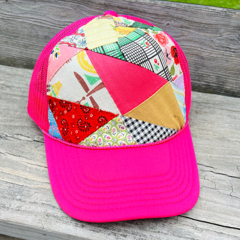 Bold Pink Quilty Trucker Hat