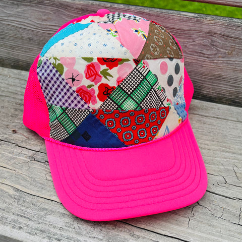 Neon Pink Quilty Trucker Hat